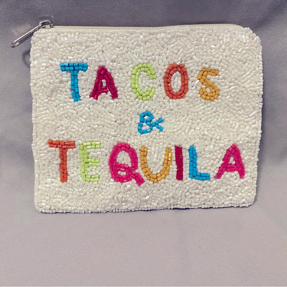 Twine and Love Tacos and Tequila beaded coin purse